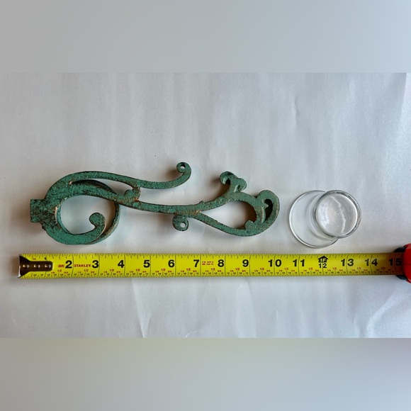 Vintage Metal Teal & Gold Wall Mounted Candle Sconce 11x3x3.5” - Picture 6 of 7